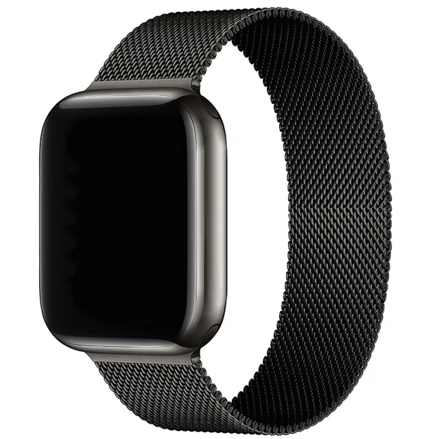 Magnetic Band Compatible with Apple Watch 45mm 44mm 42mm Adjustable Milanese Clasp Loop Strap for iWatch Series 7/6/5/4/3/2/1 SE Black