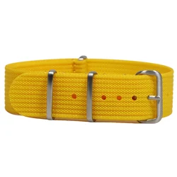 Rugged Retro Ribbed Nylon Military Watch Strap - 22mm (Yellow)
