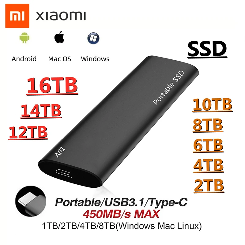 Xiaomi 100% original 16tb ssd disco rígido portátil 4tb/8tb unidades de ...