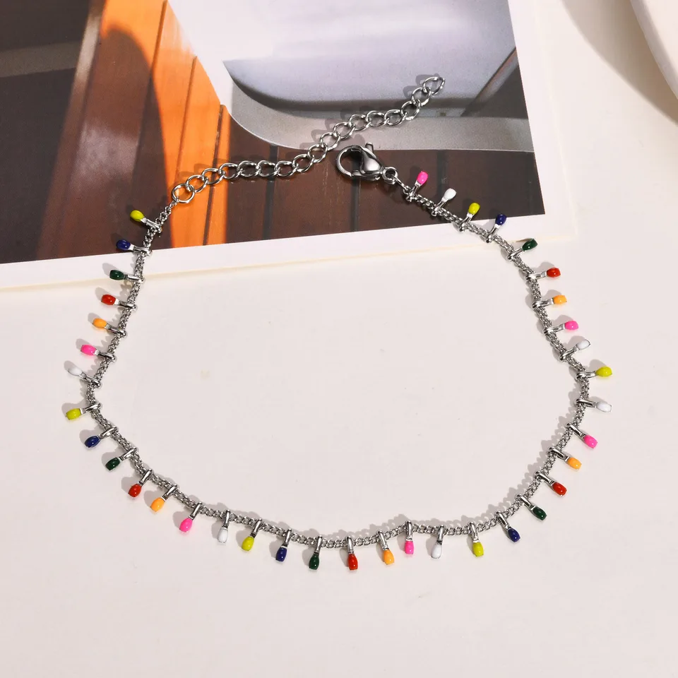 Cavigliera impermeabile per donne, adolescenti e ragazze bambini Vsco Braccialetti Cavigliera fatta a mano filo intrecciato girasole cavigliere, Metallo, lega