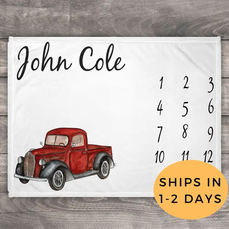 

Baby Month Blanket - Personalized Baby Blanket - Newborn Milestone Blanket - Newborn Photo Prop - Photo Blanket - Unique Baby Gi