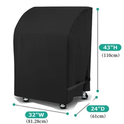 Durable 32 Rainproof BBQ Grill Cover with Folding Side Table - Black 210D Fabric (210D 32x24x43inch)