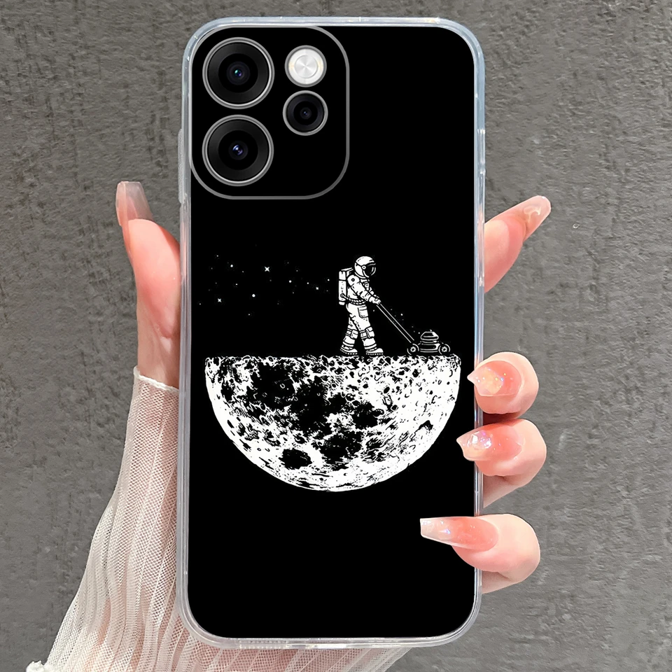 Cartoon Cat Astronaut Minimalist Soft Clear Phone Case