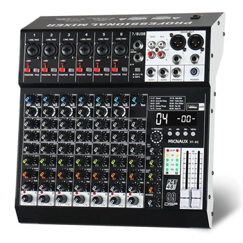 Mixer Audio Professionale a 4/6/8/10 Canali con 99 Effetti DSP, Console di Mixaggio Compatibile con Lettore MP3/USB/Flash