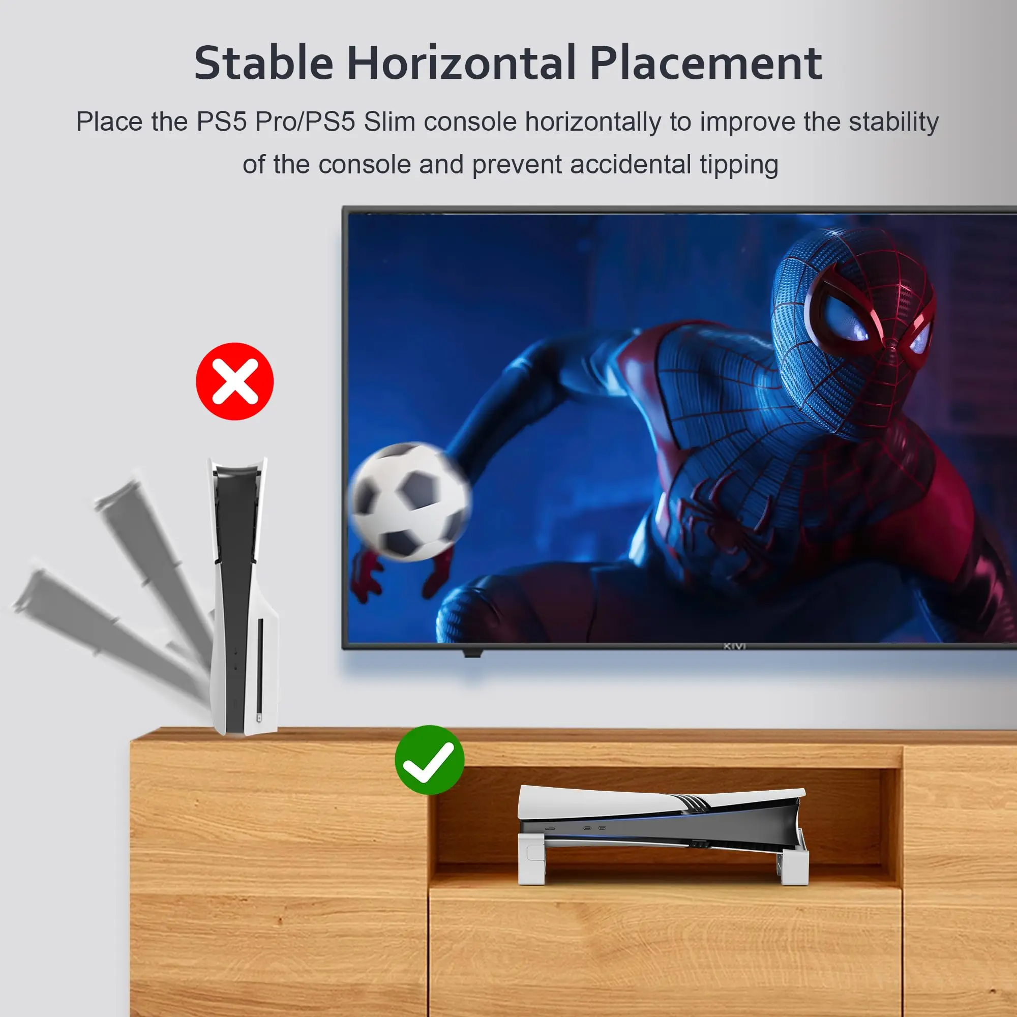 PS5 Pro/PS5 Slim 콘솔용 수평 스탠드, PlayStation 5 Slim/Pro 디스크 및 디지털 에디션용 베이스 스탠드 액세서리