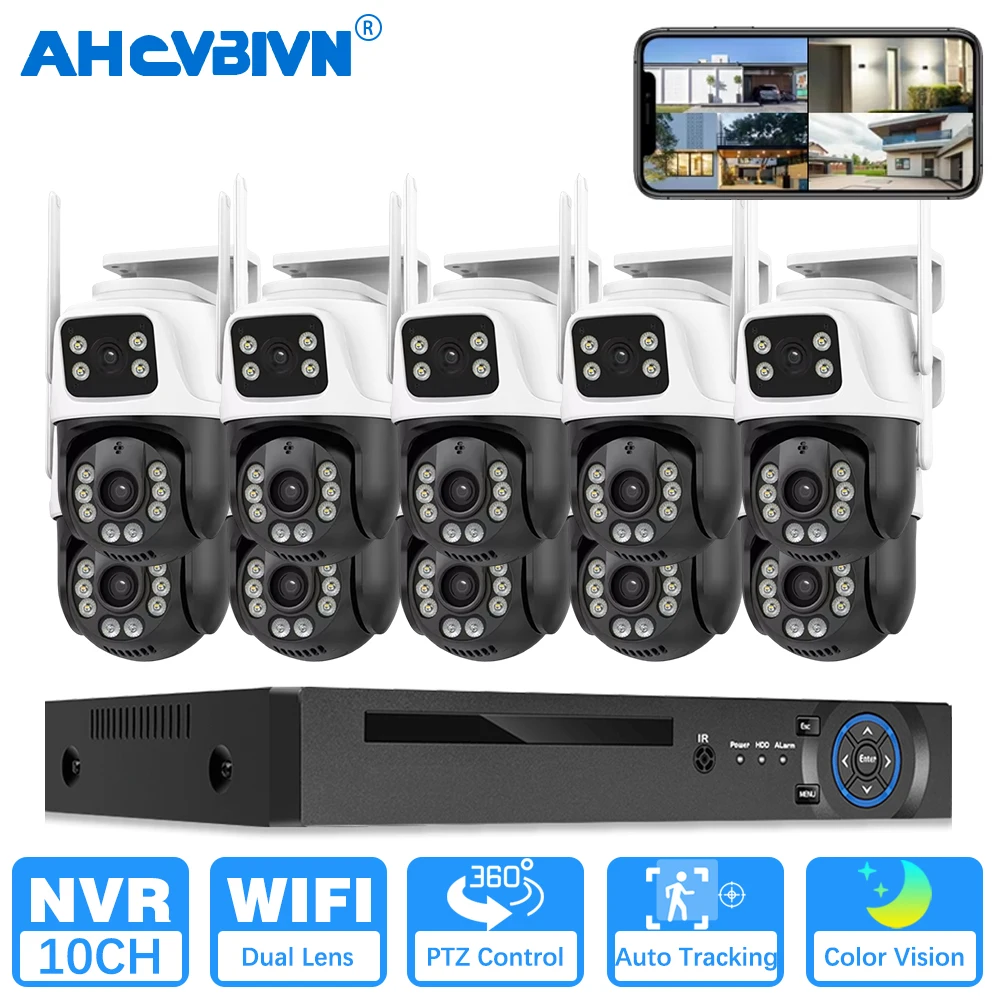 10CH 8MP 4K NVR 보안 WiFi PTZ 카메라 시스템 홈 비디오 감시 ..