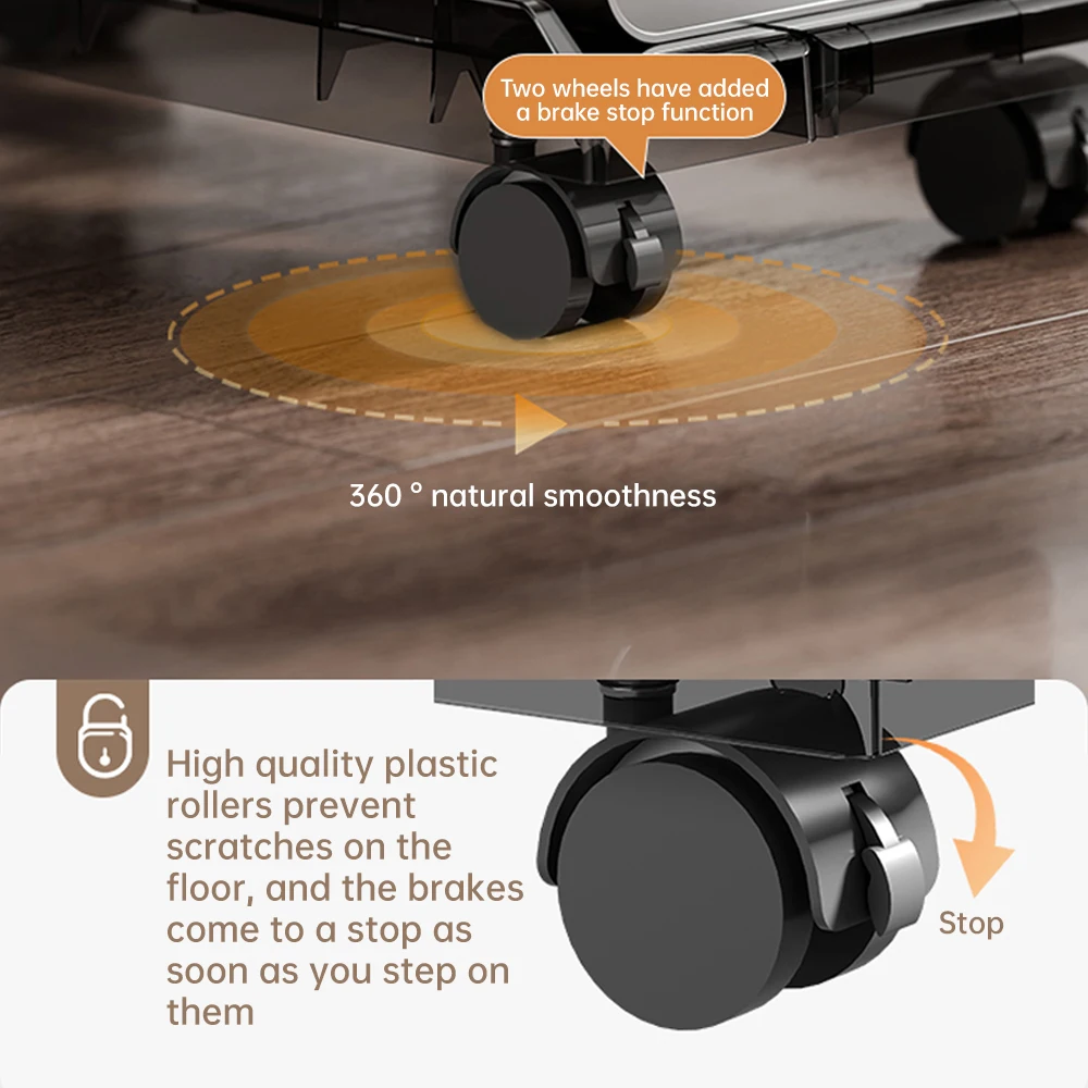 Adjustable Mobile CPU Stand Ventilated Computer Tower Stand PC Tower 4 Caster Wheels Fits Most PC Under Desk Holder