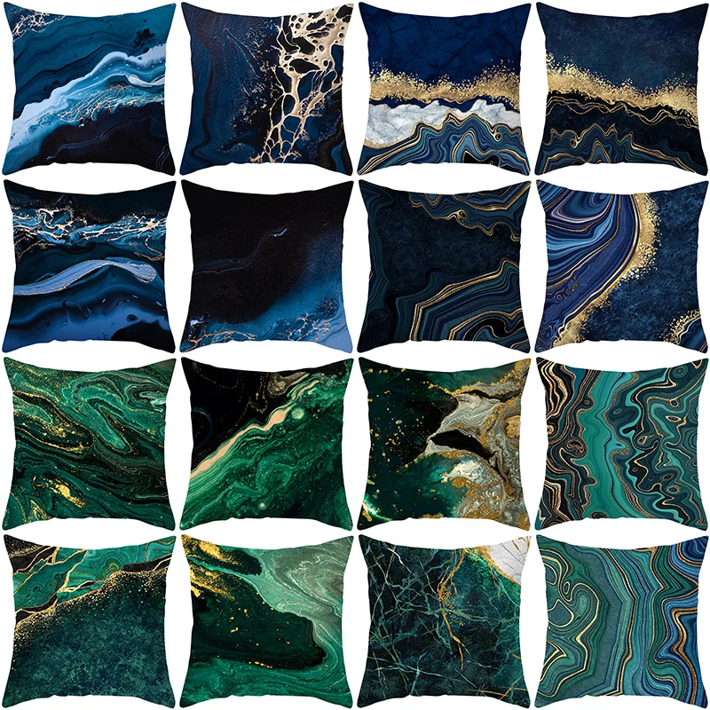 

Sea Luxury Fashion Blue and Black Cushion Cover Cojines 45x45 Home Decoration Pillowcase for Sofa 2024 Hot Sale Move Place Gift