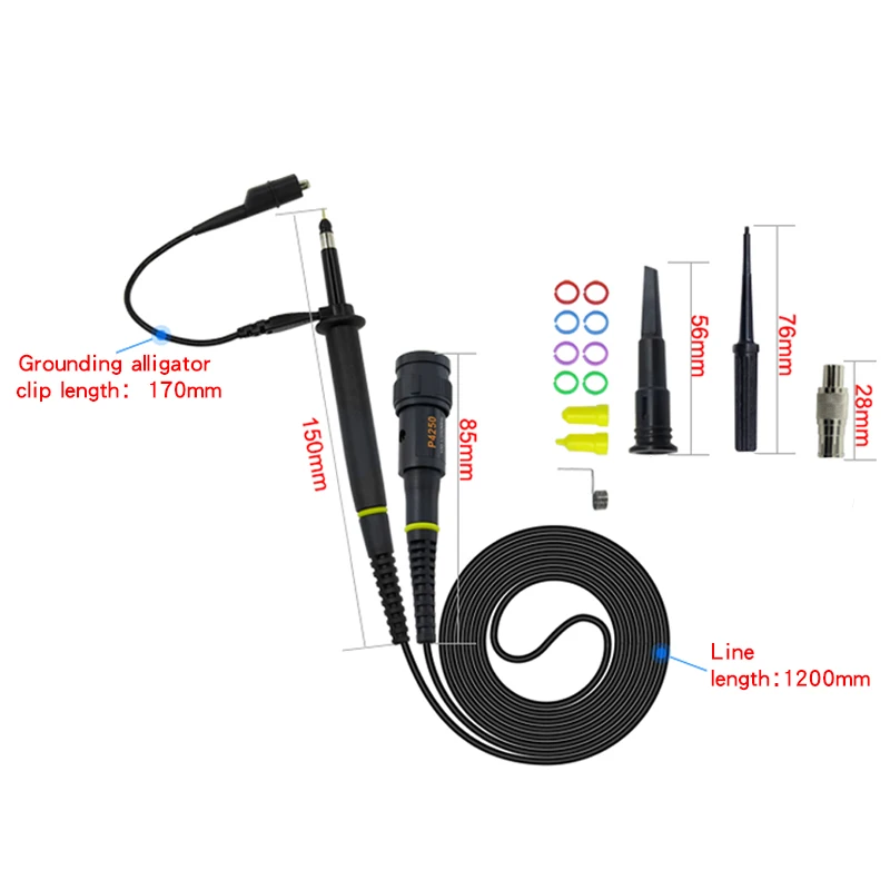Attenuation 100X high voltage probe P4250 250Mhz MAX 2KV DC+AC suitable for BNC other brands of oscilloscopes