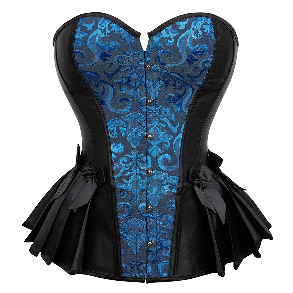 

Overbust Corset Vintage Satin Plus Size For Women Gothic Jacquard Floral Lingerie Body Shaper Bustier Corselet Top