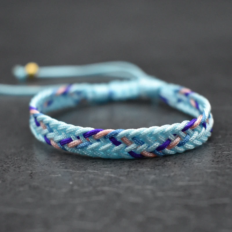 Colorful Bohemia Waved String Braided Friendship Bracelets Ethnic Multicolor Weave Textured Adjustable Bracelet Gift for Couple 5