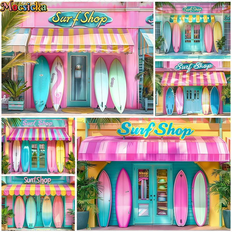 

Mocsicka Photography Background Summer Tropical Ocean Beach Surfboard Shop Baby Shower Adult Kids Portrait Backdrop Photo Studio