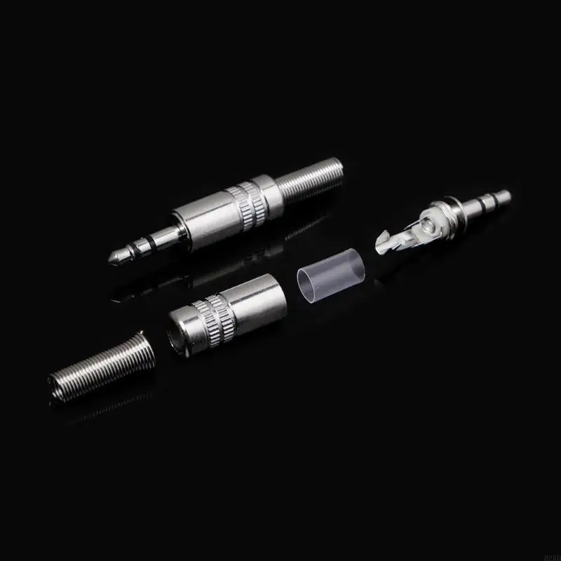 5 PCS 금속 3.5mm 2 링 3P 스테레오 잭 플러그 케이블 솔더 어댑터 어댑터 터미널