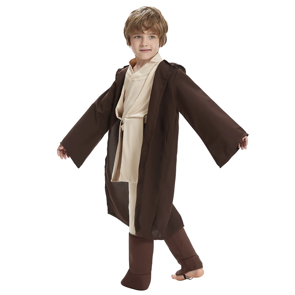 Fantasy Jedi Cosplay Kids Anakin Costume Obi Cloak Wan Space Battle Knight Robe Belt Outfits Halloween Carnival Party Suit