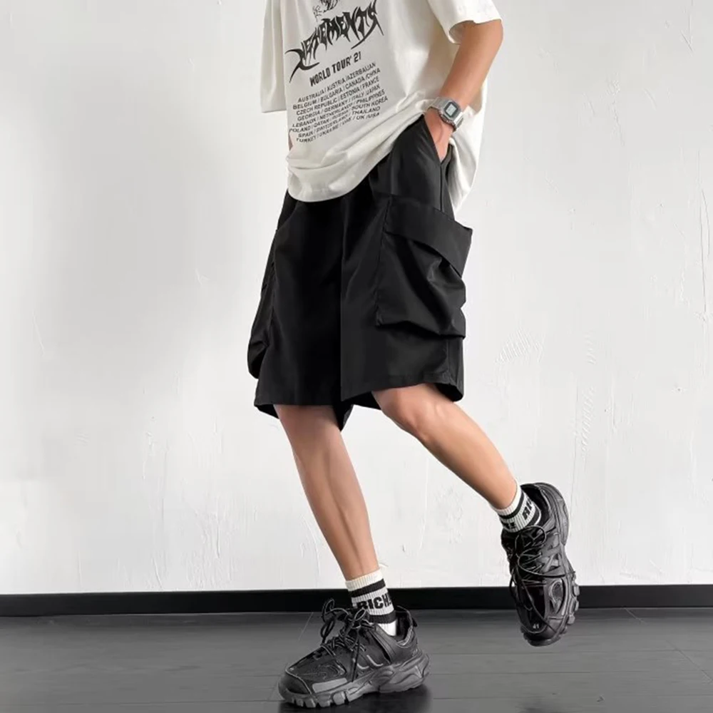 Overalls Shorts Men's Summer High Street Sports Trendy Brand Casual Pants Straight Wide-leg Loose Five-point Pants LGBT Unisex