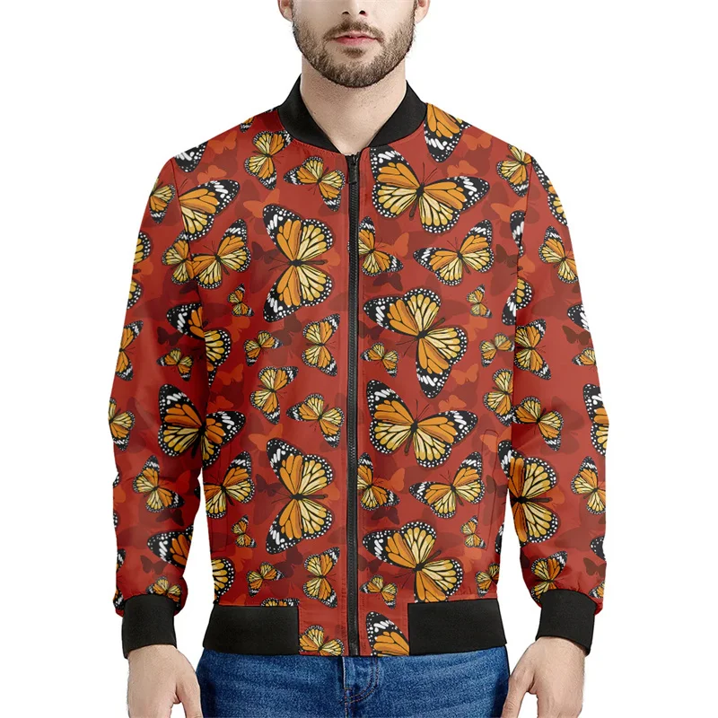 thumbnail image 1 of Chaqueta con estampado 3D de mariposas e insectos para hombre, ropa holgada, sudadera, chaqueta bomber informal con cremallera, tops de calle, 1 of 5