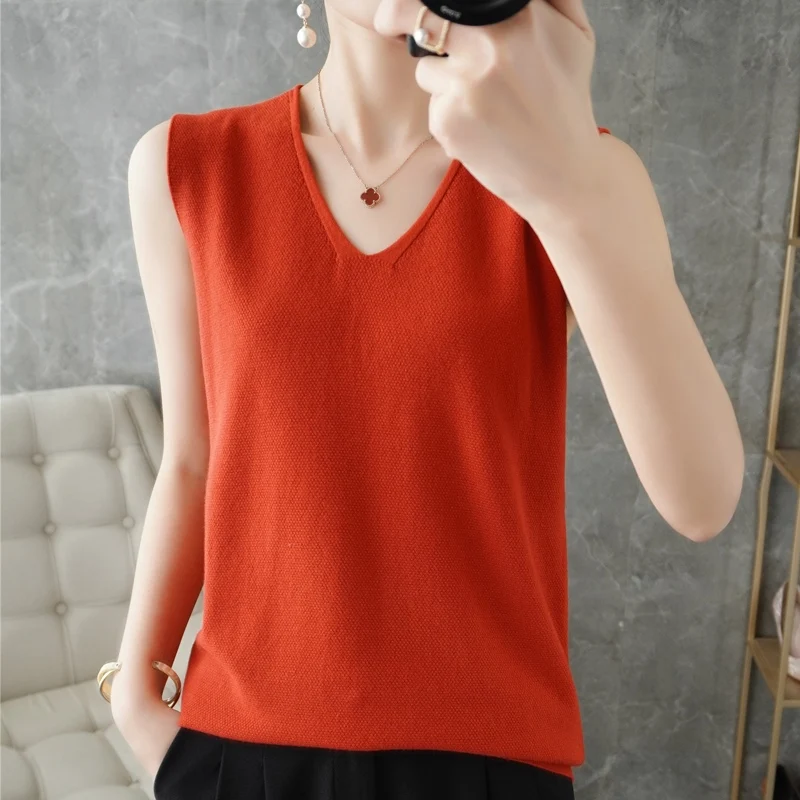 

Women's Sweater 2022 New Loose Thin Sleeveless Design Niche Knitted Vest Summer Pullover Sleeveless Top Trendy Korean Version