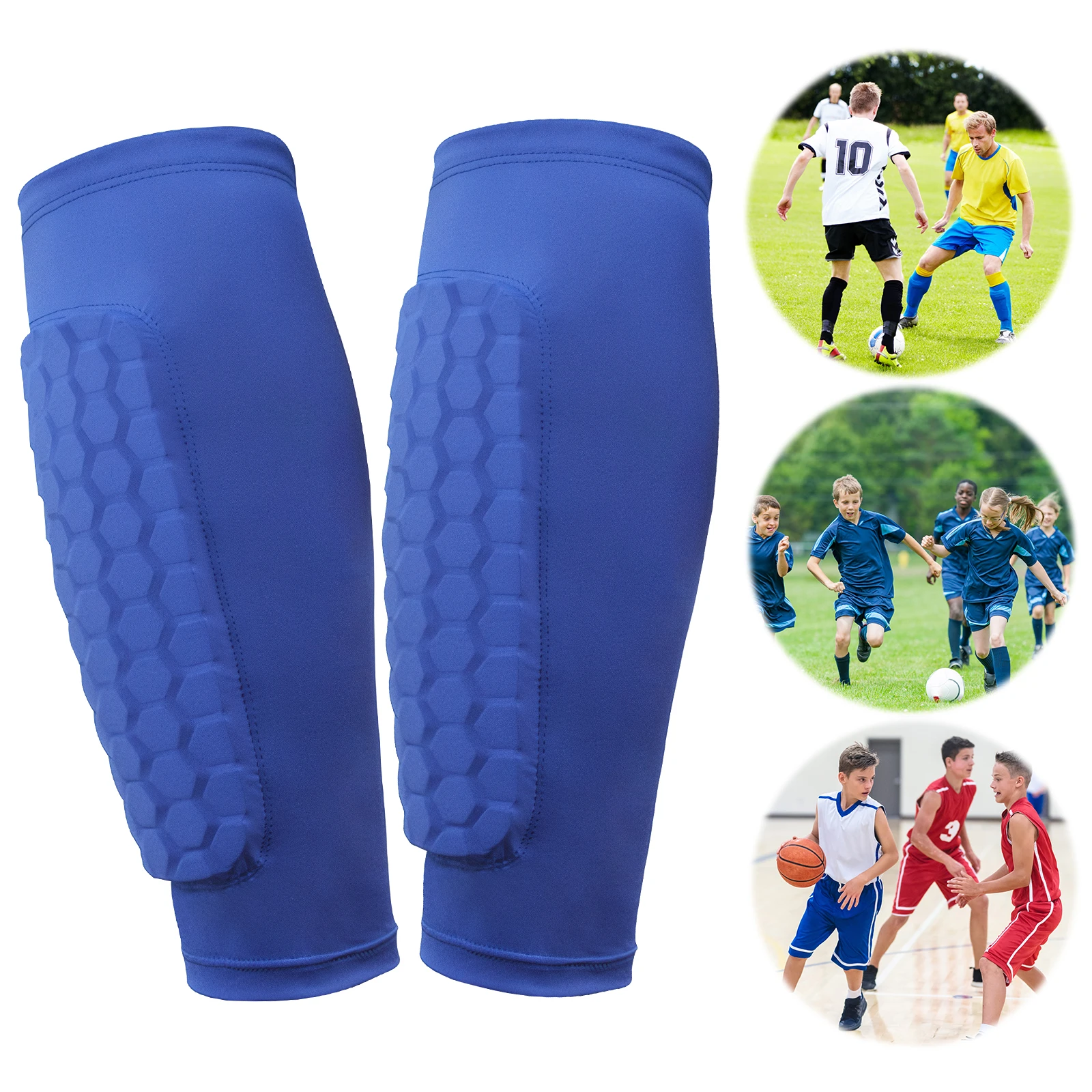 Shin Defender with Honeycomb Pads Football Shin Pads Breathable Lightweight Calf Protective Gear for Kids Youth Adults