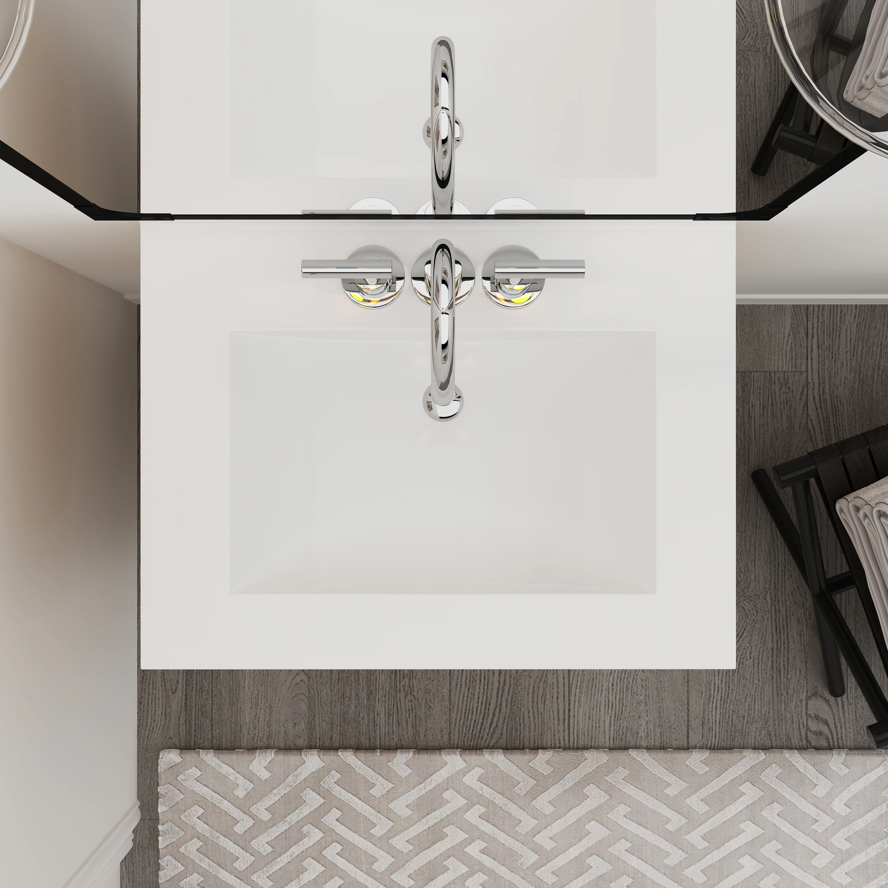 MEJE 24/31/36 Inch Rectangle Drop in Vessel Sink, White Ceramic Bathroom Vanity Top Sink with Three Faucet Holes