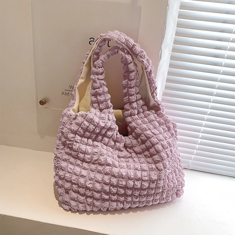 Elegant Tote Bag Shopping Bag Canvas Bag Handbag Pleated Cloud Bag Shoulder Bag for Girls Women E74B