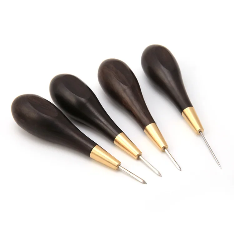 

2nd Generation Leather Stitching Awl Diamond Shape Ebony Blackwood & Brass Craft Tool Hand Sewing Awl DIY Stitcher Taper