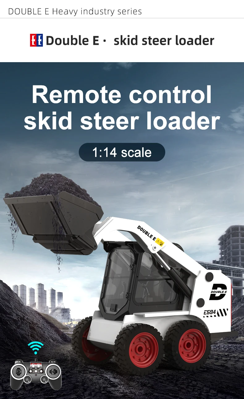 S320c03b8c253406c9470863cf9c16422d DOUBLE E E594 RC Truck Slip Loader 1:14 Tractor Car Models Bulldozer Excavator Zdalnie sterowane pojazdy inżynieryjne Zabawki dla dzieci
