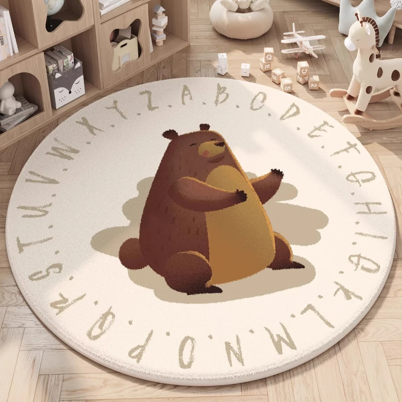 Cartoon Tier Rund Flauschiger Teppich Für Kinderzimmer Dekor_voghion.com