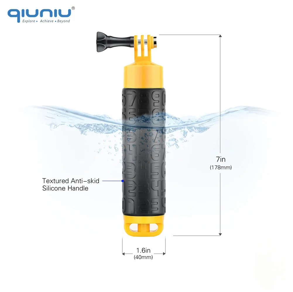 QIUNIU 플로팅 핸드 그립, 미끄럼 방지 고무 손잡이, 고프로 히어로 Akaso Insta360 SJCAM DJI 액션 카메라 액세서리