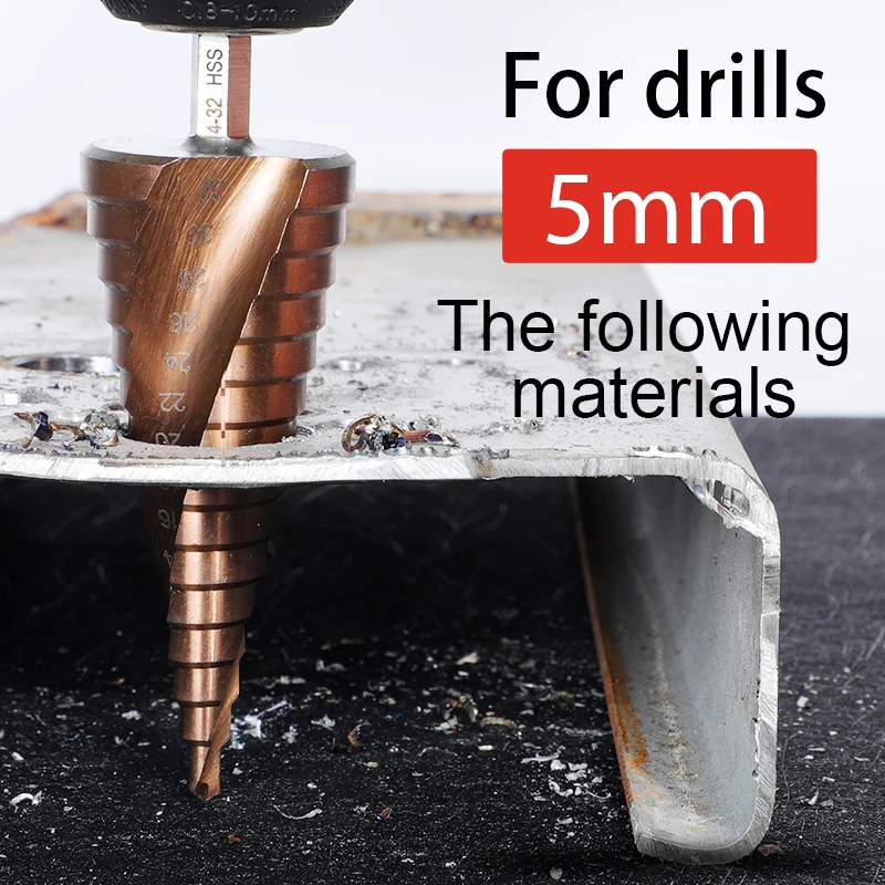 Step Drill Bit 1PCS/3PCS M35 5% Cobalt HSS Step Drill Bits for Stainless Steel Metal Wood Hex Metal Core Stepped Drill Bit Set 4-12mm/20mm/32m