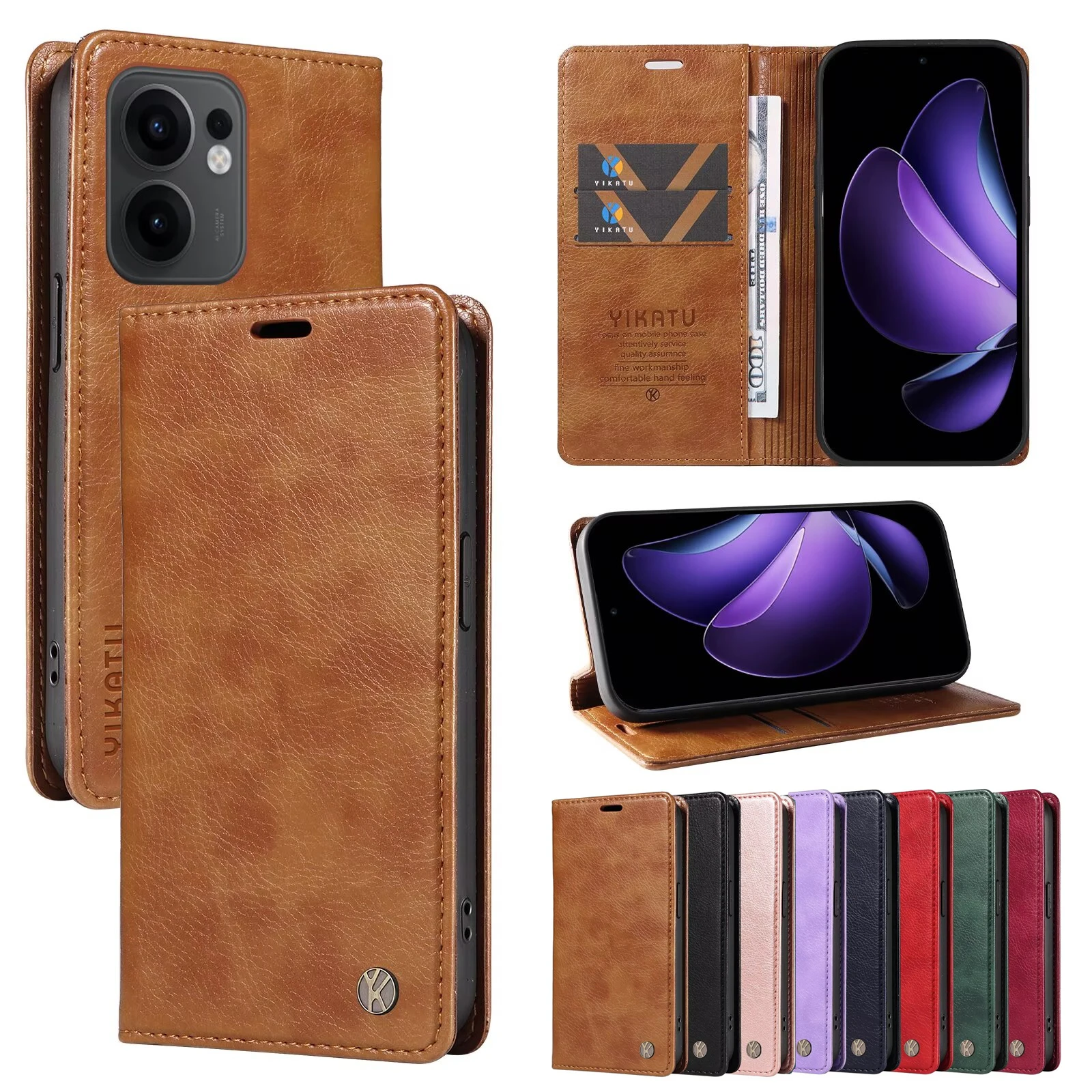 Leather Wallet Phone Case - Universal Fit