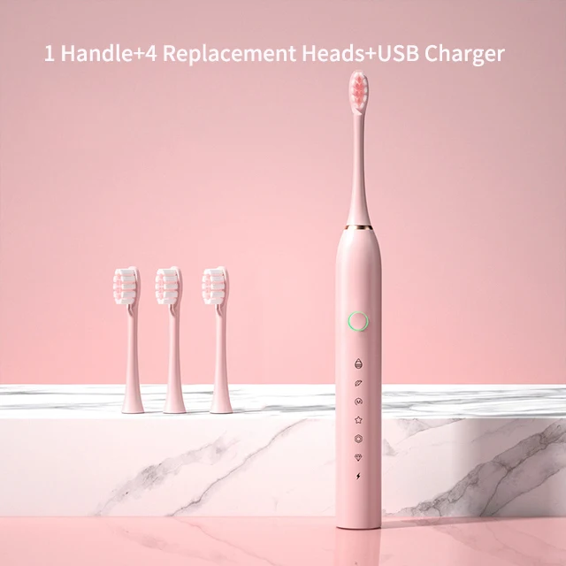 Cepillos de dientes eléctricos sónicos de moda, recargables por USB para adultos, cepillo de dientes electrónico, blanqueador de dientes, temporizador inteligente, resistente al agua IPX7