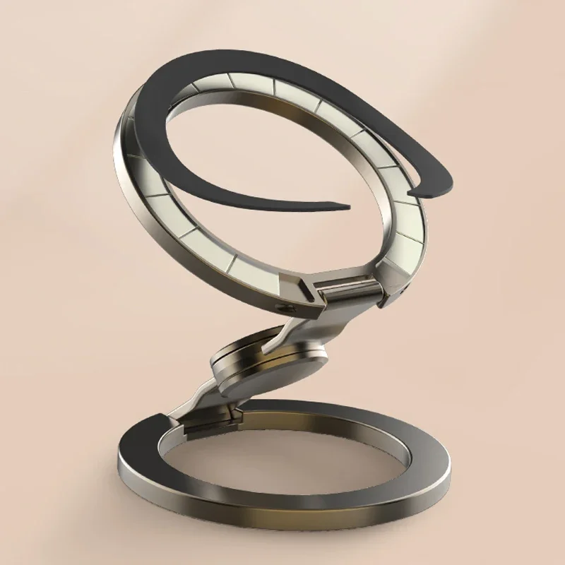 Foldable Double Magnetic Phone Ring Stand Rotate Super Magnet Stand Car Metal Bracket for IPhone 16 15 14 13 Phone Grip