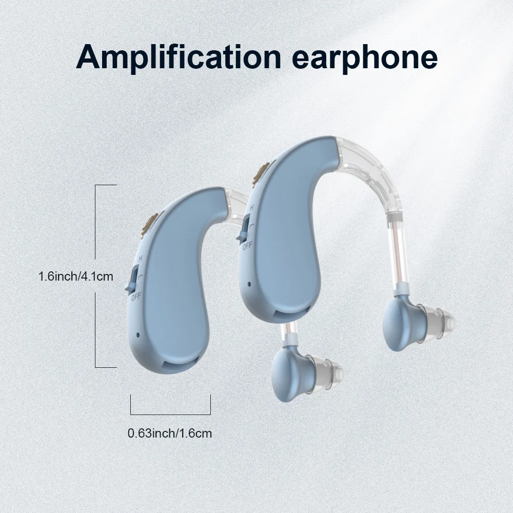 Loudspeaker headphones hearing aids hanging ear type designed for elderly people with hearing loss on the back of the ear