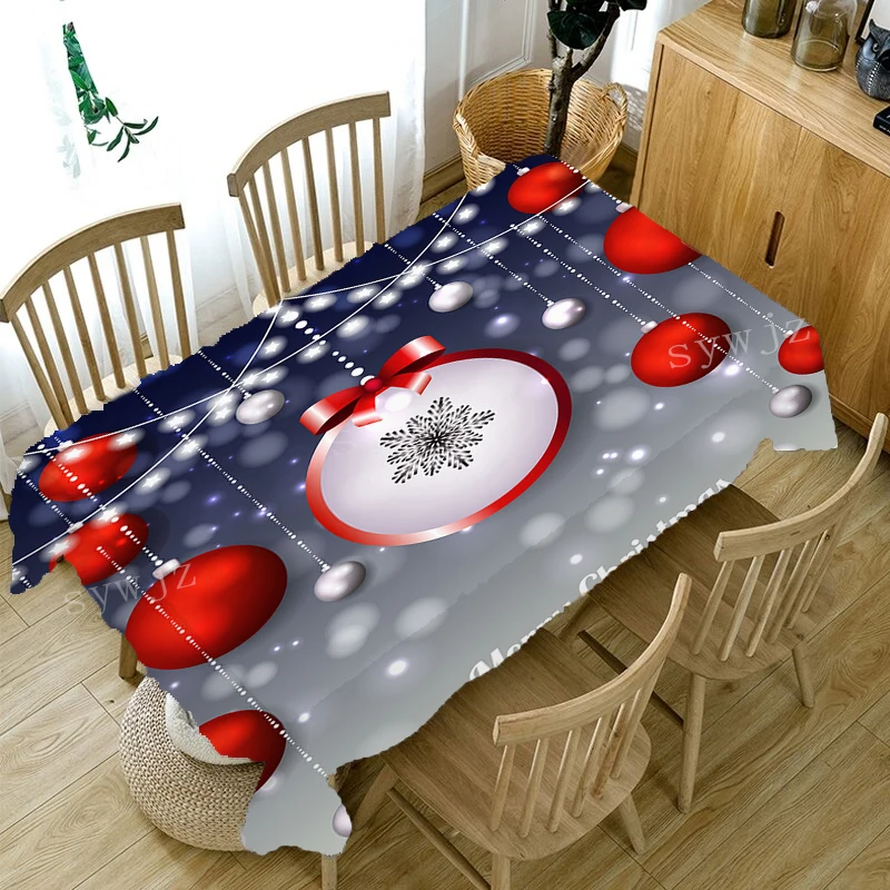 Christmas Tablecloth Rectangle Flower Pattern Stain Resistant Fireplace Decoration rectangular tablecloth table cloth