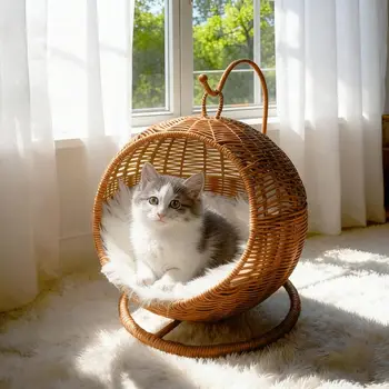 Wicker Cat Swing Bed 1
