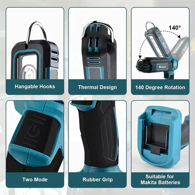 Electric Goddess Work Light LED Outdoor Portable Floodlight Spotlight Camping Car Work Night Fishing Light For Makita 18VBattery led flashlight camping lamp led work light camping lights work light