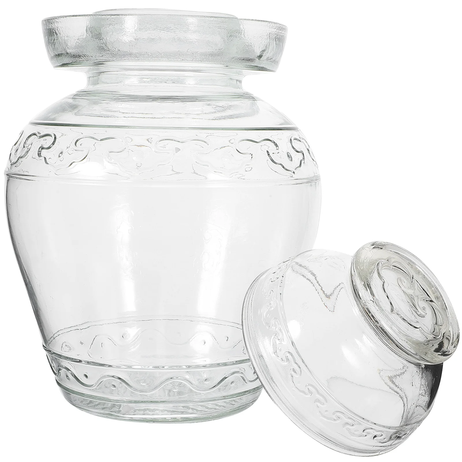 

Large Capacity Pickle Jar Pickle Vegetable Jar Sealed Glass Food Can for Kitchen Restaurant (Random Style)