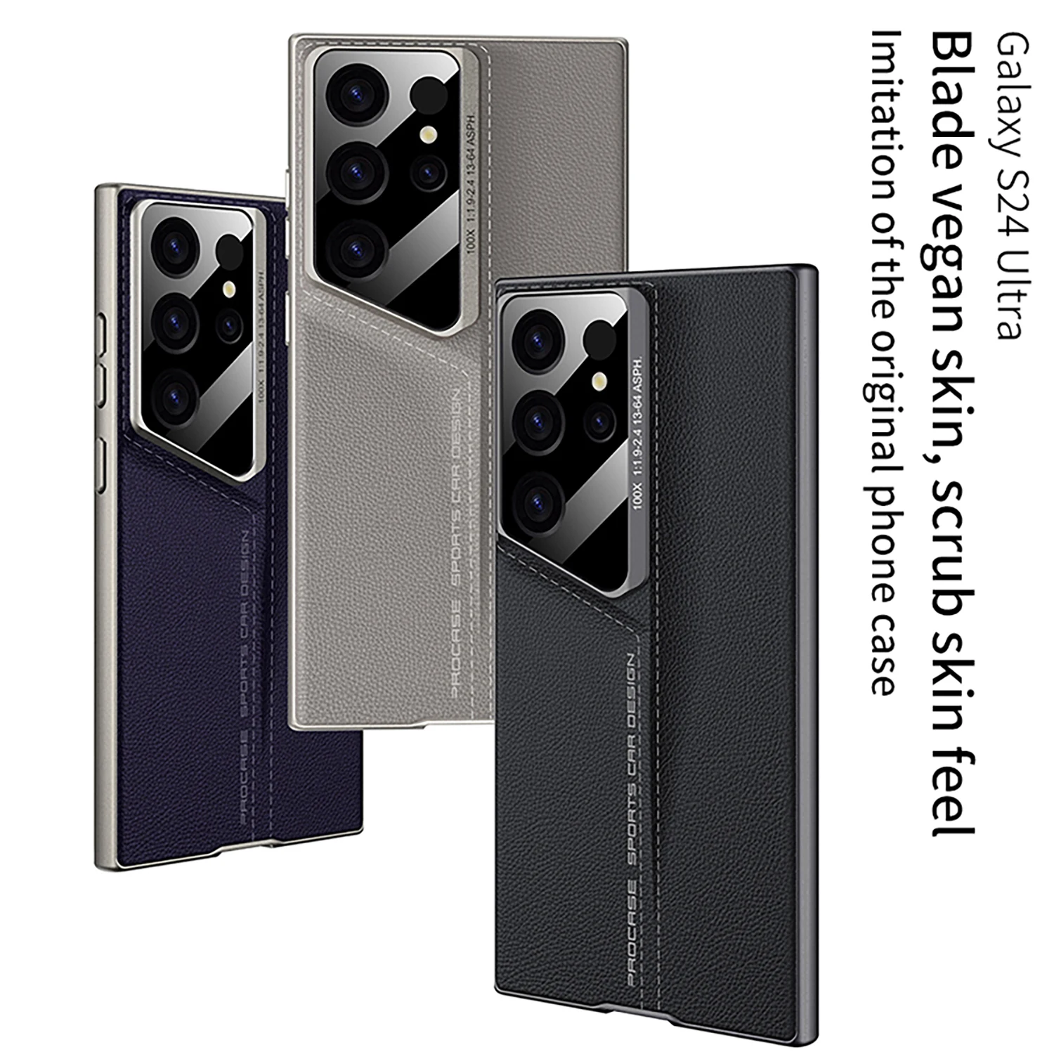 For Samsung Galaxy S24 Ultra S23 Case Luxury Skin Friendly Matte Plating Plain Leather Protective Soft Back Cover Accessories