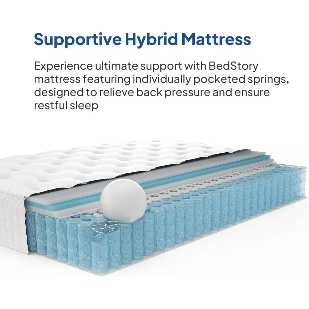 Queen Mattress 14 Inch, Deep Sleep Mattress- Memory Foam Hybrid Mattress, Fiberglass Free Pocket Spring Bed Mattress in a Box 2