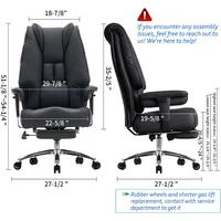 Big and Tall Office Chair 400lbs Wide Seat, Leather High Back Executive Office Chair with Foot Rest, Ergonomic Office Chair Lumb 2