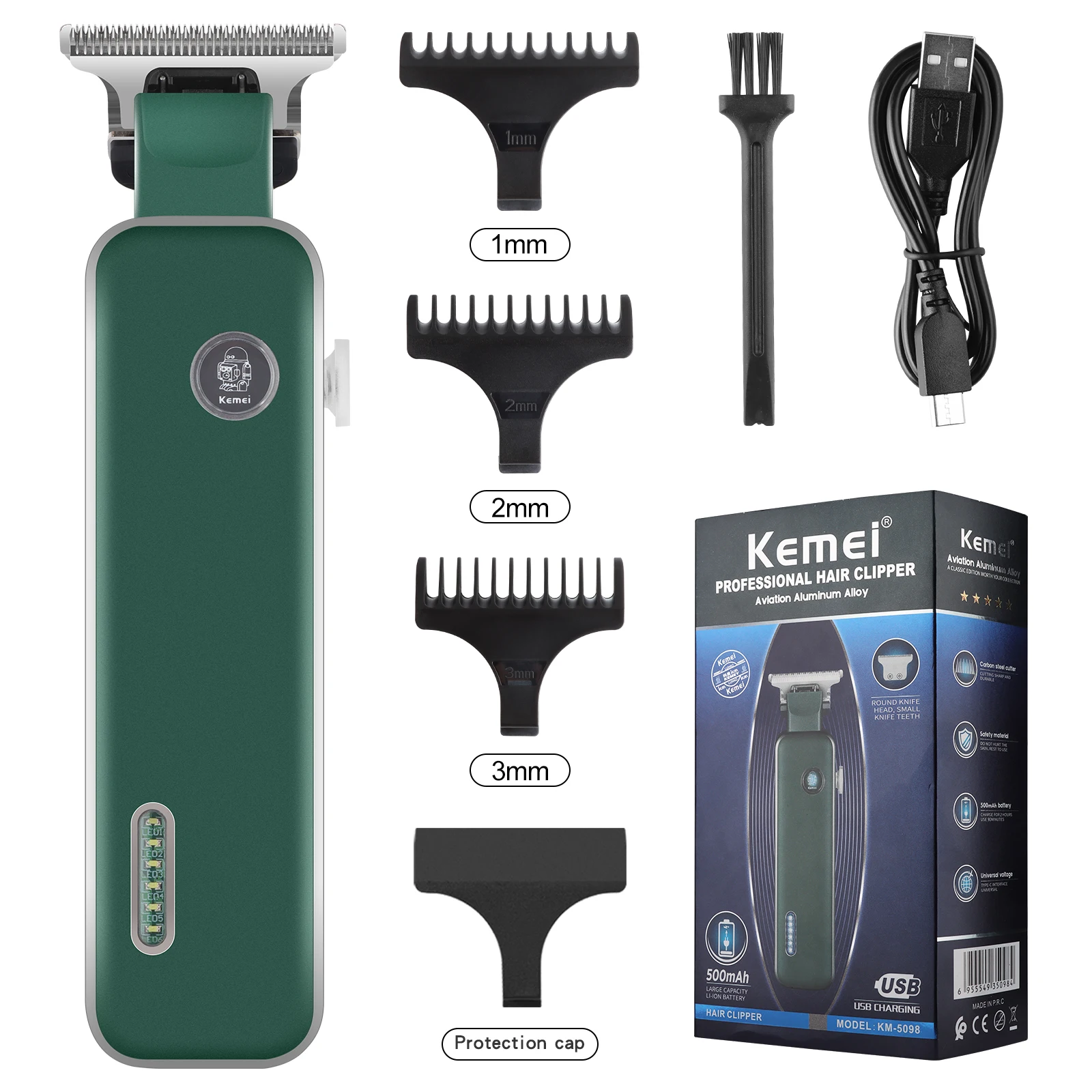 KemeiElectricHairCuttingMachineLuminousLOGOHighpowerSilent