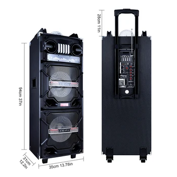 4000W Portable Bluetooth Speaker Dual 10in Sub Woofer Light Sound System with Microphone and Remote 5