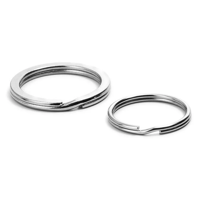 20pcs portachiavi in acciaio inossidabile portachiavi anello piatto  titolare Split Rins moschettone moschettone per gioielli fai