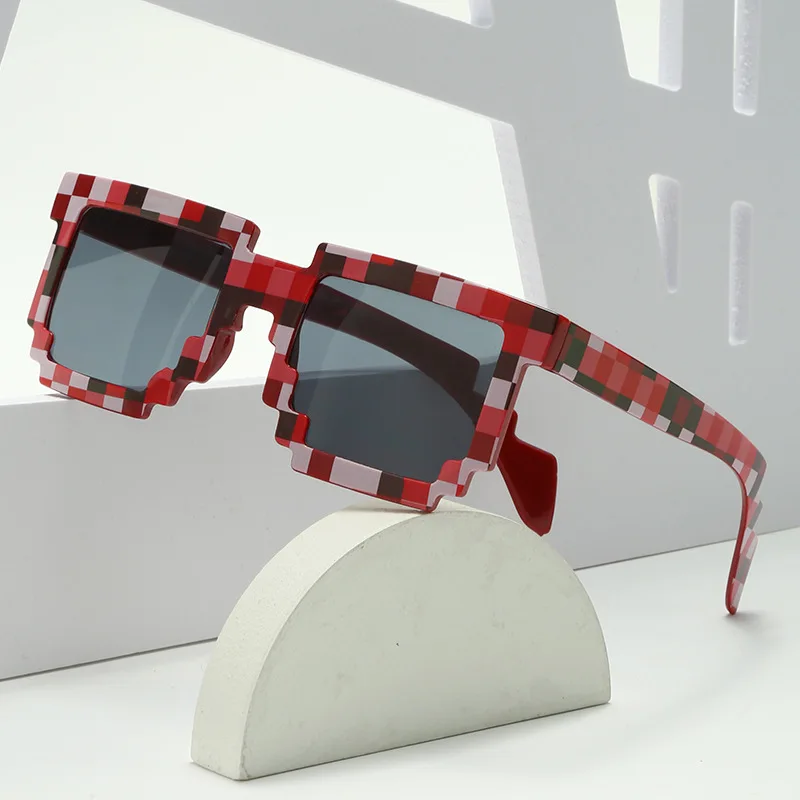 

1Pcs Colorful Pixel Grid Sunglasses Funny Party Eyewear Decoration Unisex Vintage Game Building Block Mosaic Sun Glass