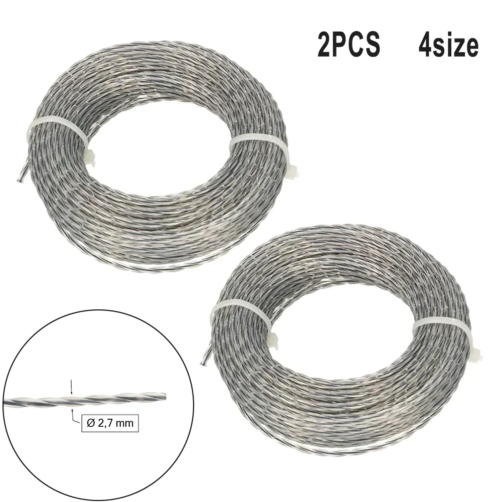 Core-reinforced Grass Trimmer Line 2.0-3.0 MmX15m 30m Line Spool Lawn Trimmer Mower Cord Replacement 4 Size Garden Tool 2 Sets