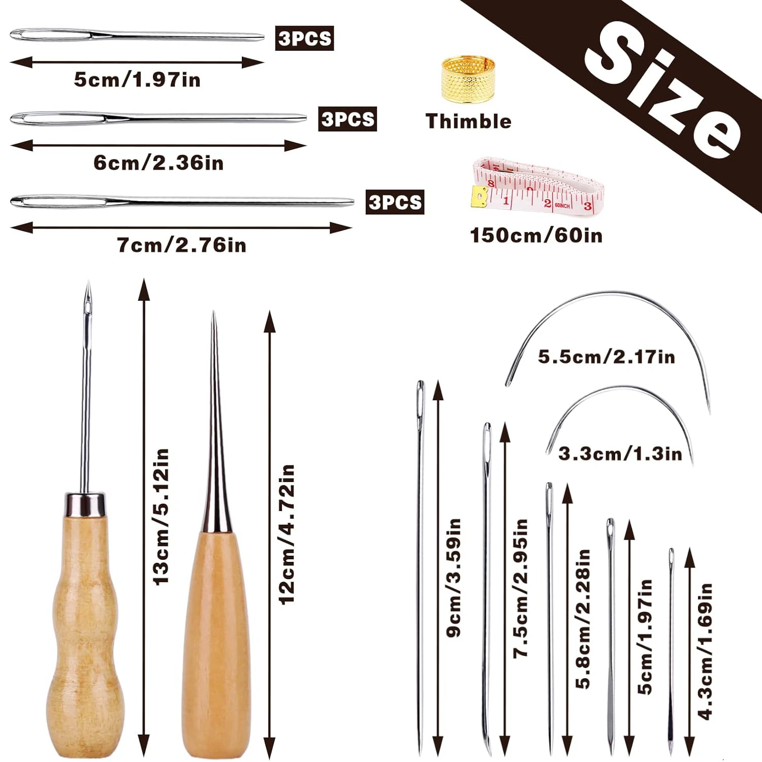 Leather Sewing Kit with Needles Sewing Awl Waxed Thread Tools for hand DIY Craft