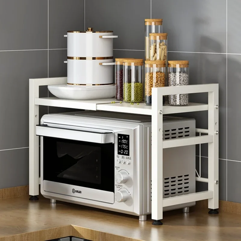 Household Microwave Oven Rack Shelf Kitchen Countertop Oven Rack 2Layers Seasoning Storage Holder Stand storage rack Storage Furniture