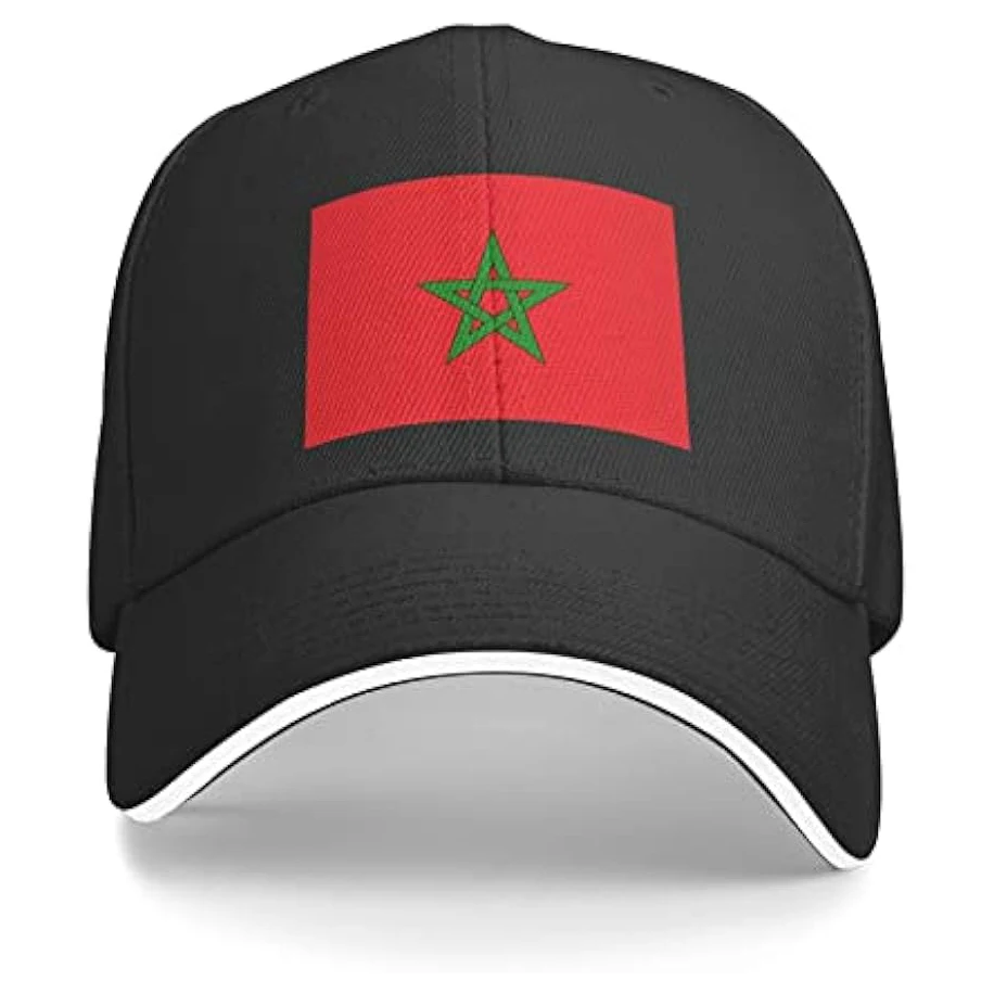 

Moroccan Flag Unisex Baseball Cap Fits Men Women Adjustable Dad Hat Sandwich Bill Cap