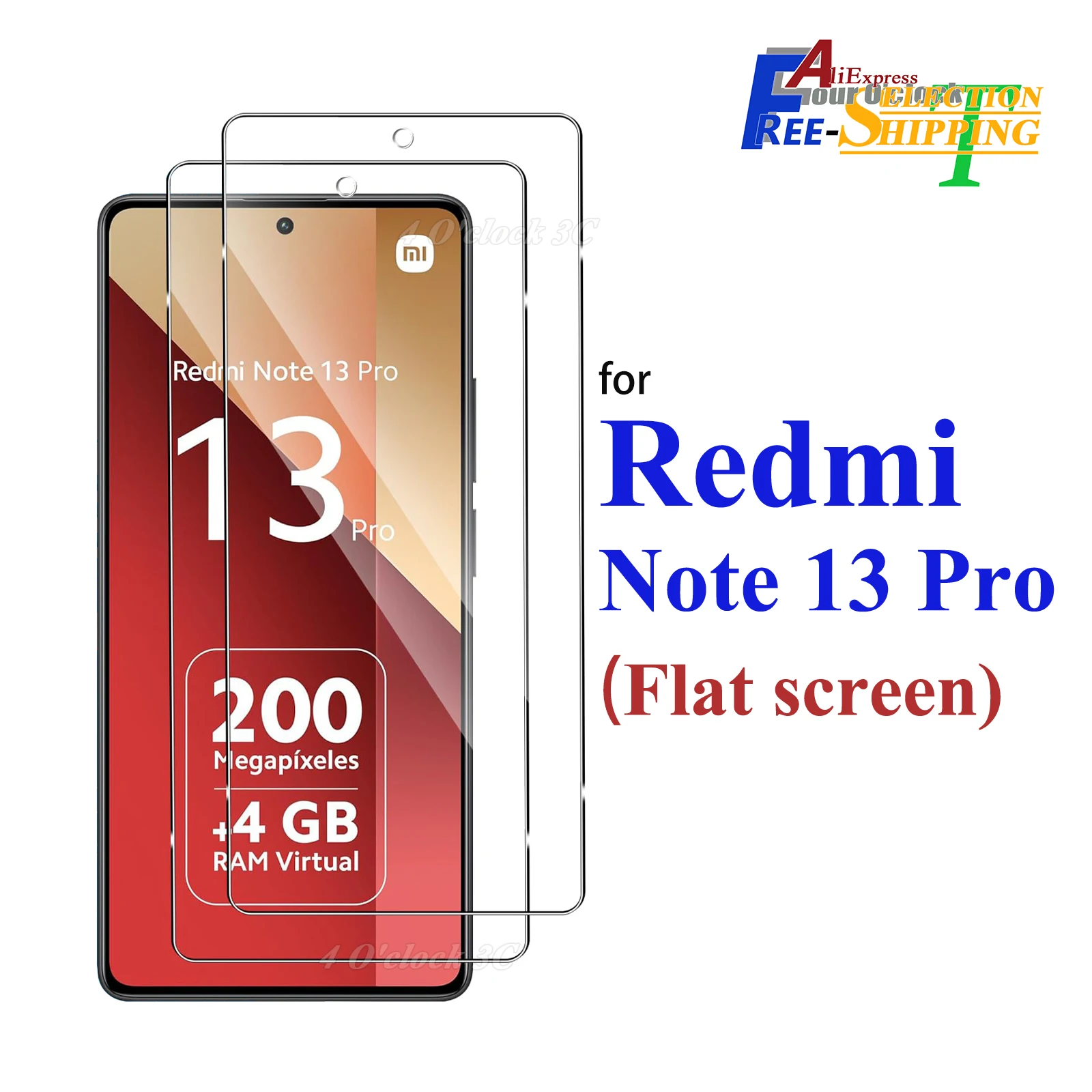 Für Xiaomi Redmi Note 13 Pro Displayschutzfolie aus gehärtetem Glas, Kristallglimmer, 9H HD, klar, transparent, kratzfest