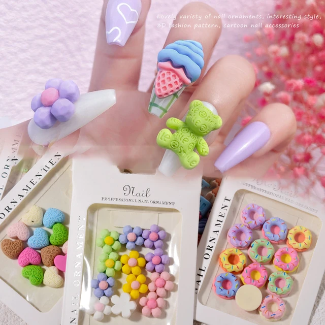 50pcs Nail Charms Kawaii Accessories Candy Mixed Resin Acrylic Nail Art  Tips Rhinestone Decor Cartoon Diy Manicure Tool Supplie* - Rhinestones &  Decorations - AliExpress